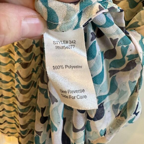 Cabi Style #342 Tweet Top Faux Wrap Front Bird Print Women's Size‎ Small - Picture 7 of 8